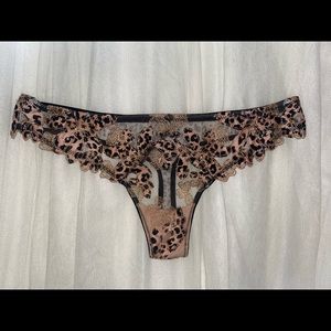 Victoria’s Secret Floral Embroidery Leopard Print Panty - small